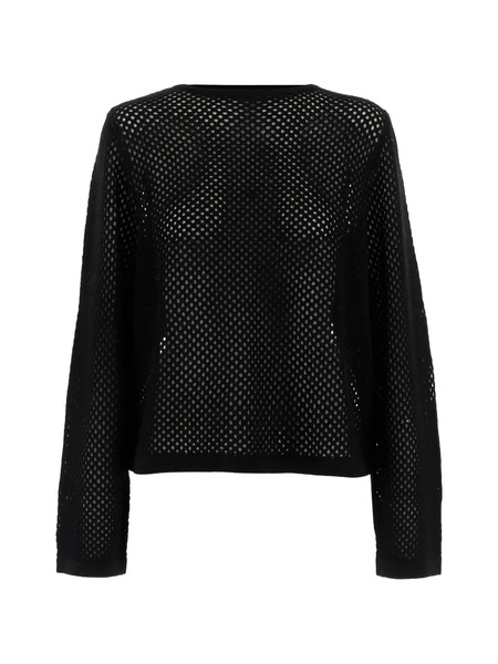  Allude Geometric Openwork Sweater - Black 