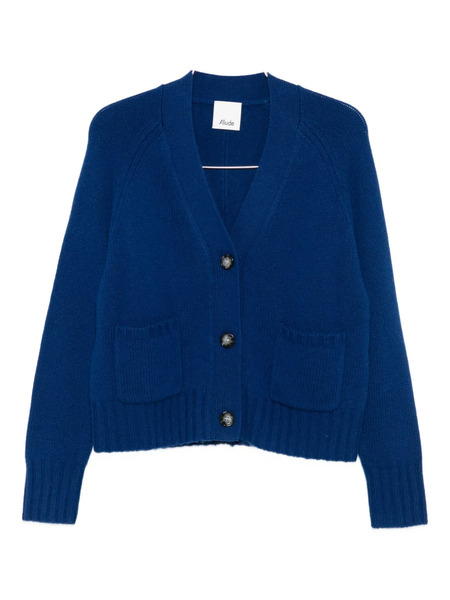  Allude Patch-pocket Button Cardigan - Blue 