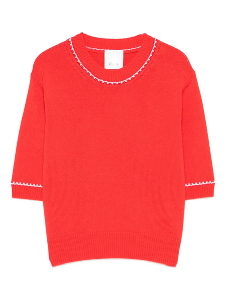 Allude Ribbed-hem T-shirt - Red 