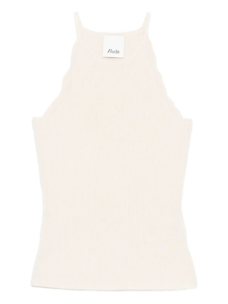  Allude Scalloped Ribbed Tank Top - Neutrals 