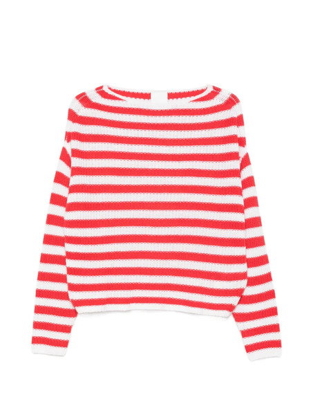  Allude Striped Boat-neck Sweater - Red 