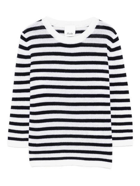  Allude Striped-pattern Sweater - White 