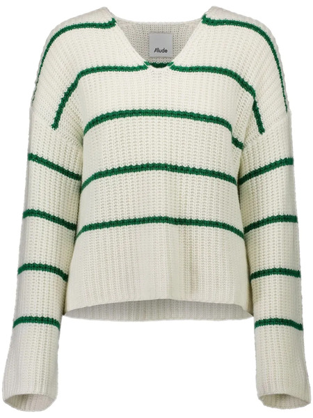  Allude Striped Sweater - White 