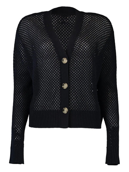  Allude V-neck Button-up Cardigan - Blue 