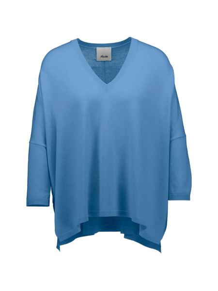  Allude V-neck Knitted Sweater - Blue 
