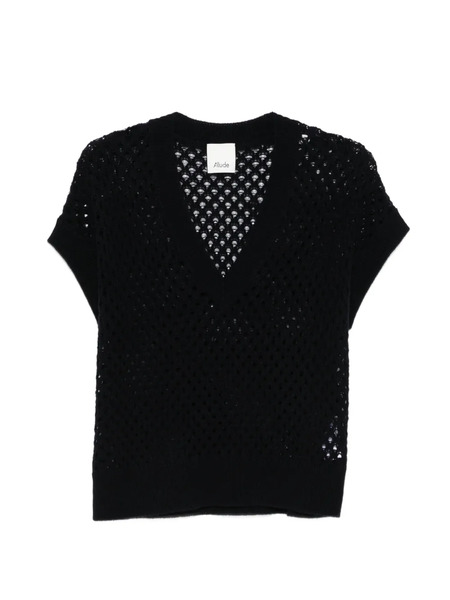  Allude V-neck Knitted Top - Blue 
