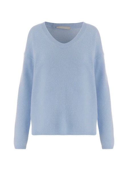  Allude V-neck Ribbed Sweater - Blue 