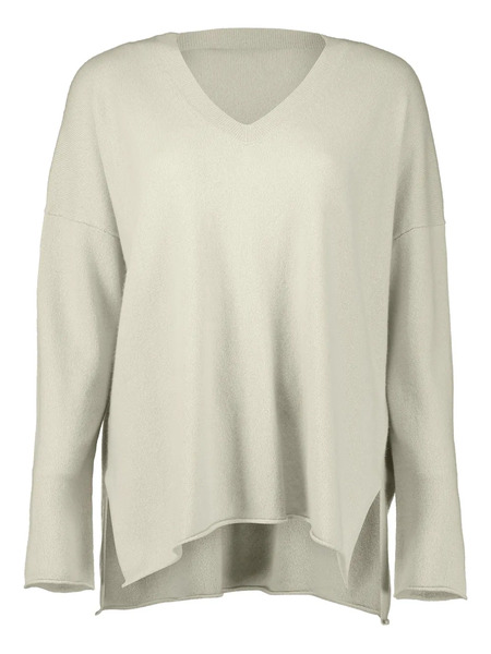  Allude V-neck Side-split Sweater - Neutrals 