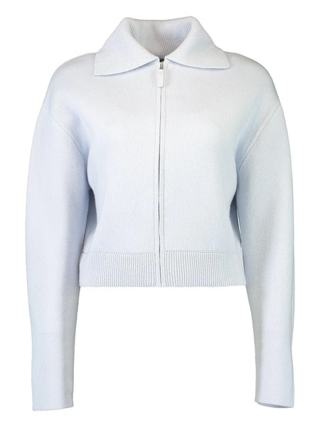  Allude Zip Front Cardigan - Blue 