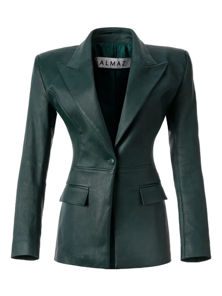  Almaz Framework Leather Blazer - Green 