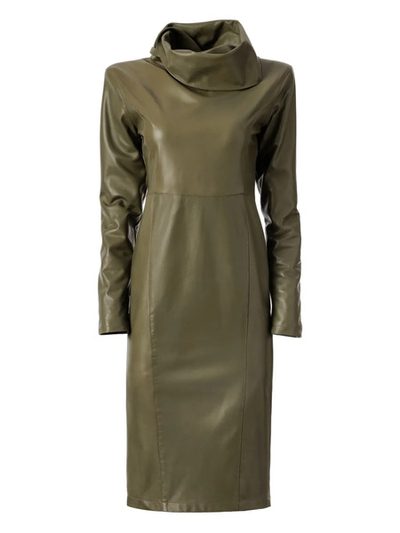  Almaz Icon Leather Midi Dress - Green 
