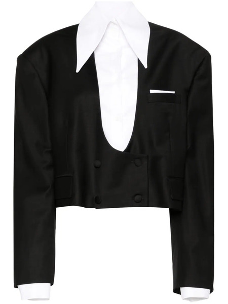  Almaz Layered Cropped Blazer - Black 