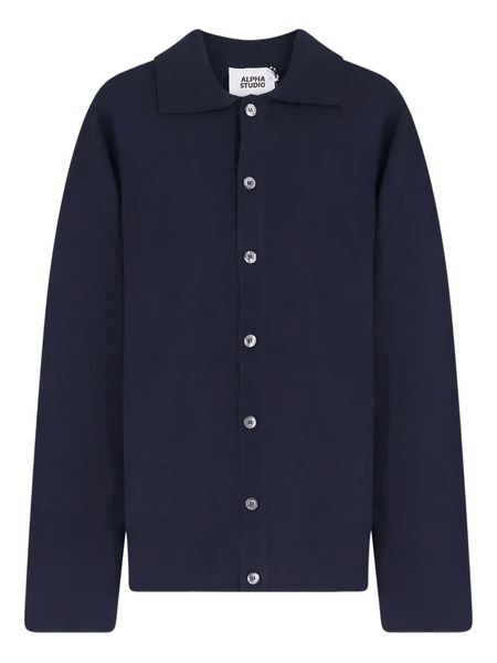  Alpha Industries Alpha Studio Buttoned Collared Cardigan - Blue 