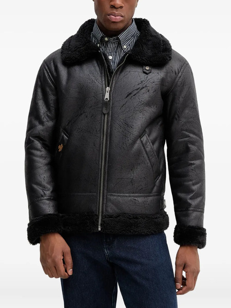  Alpha Industries B-3 Faux-leather Bomber Jacket - Black 