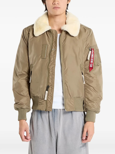  Alpha Industries Shearling-collar Bomber Jacket - Green 