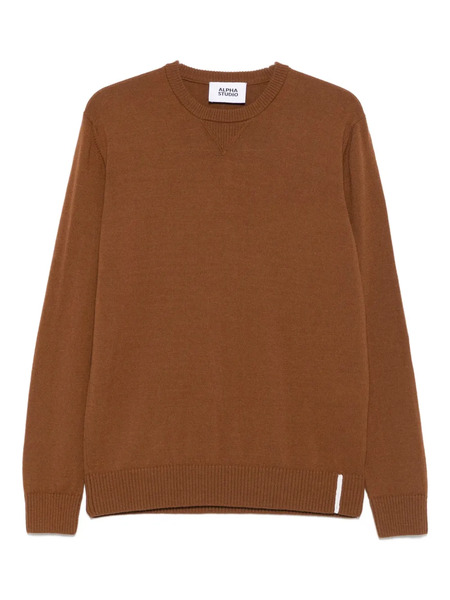  Alpha Studio Crew-neck Wool Sweater - Brown 