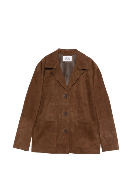  Alpha Studio Patch-pocket Suede Blazer - Brown 