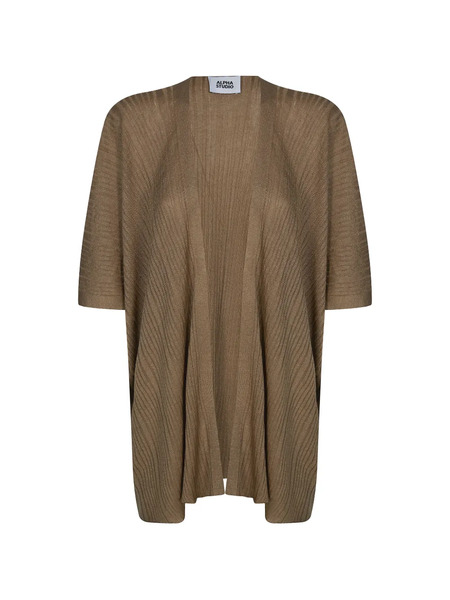  Alpha Studio Ribbed Cardigan - Brown 