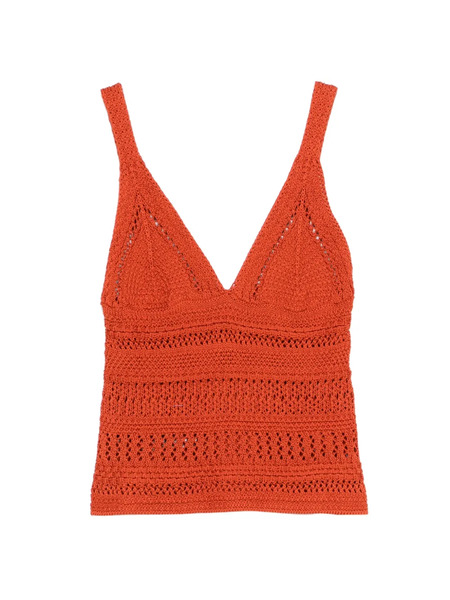  Alpha Studio Rustic Elegance Crochet Top - Orange 