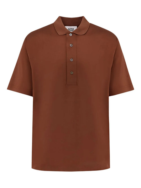  Alpha Studio Short-sleeve Cotton Polo Shirt - Brown 