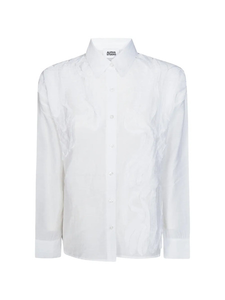  Alpha Studio Voile Ruffled Shirt - White 
