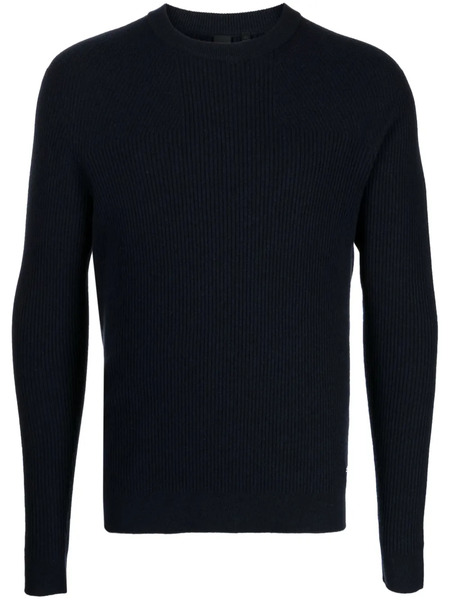  Alpha Tauri Logo-plaque Ribbed-knit Jumper - Blue 