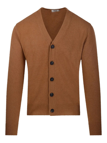  Altea Button V-neck Cardigan - Brown 