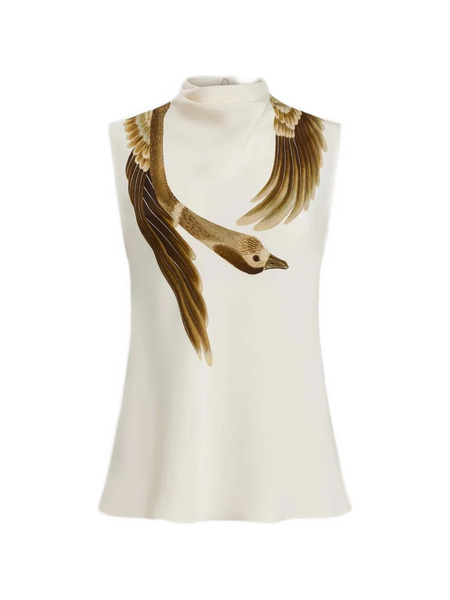  Altuzarra Arlie Draped Goose Print Blouse - Neutrals 