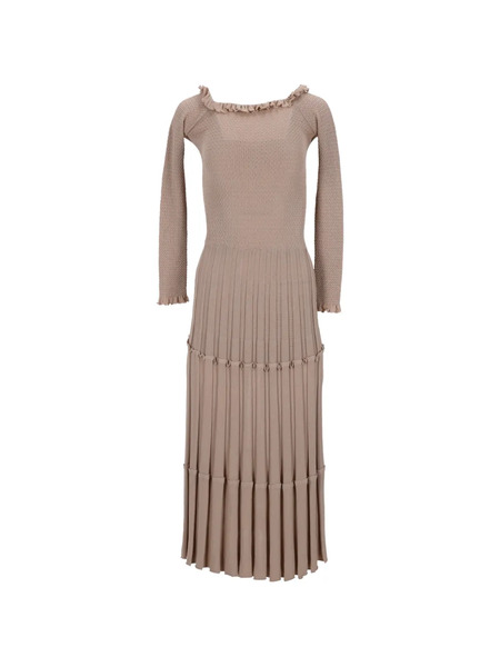  Altuzarra Pleated Knit Midi Dress - Neutrals 