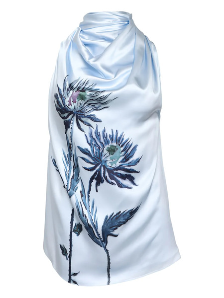  Altuzarra Sleary Floral Cowl-neck Blouse - Blue 