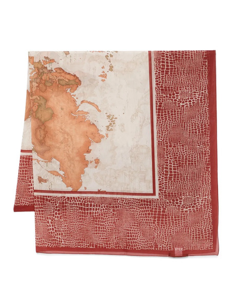  Alviero Martini 1° Classe Map-print Crocodile-effect Scarf - Neutrals 