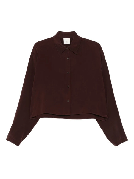  Alysi Button-front Cropped Shirt - Red 