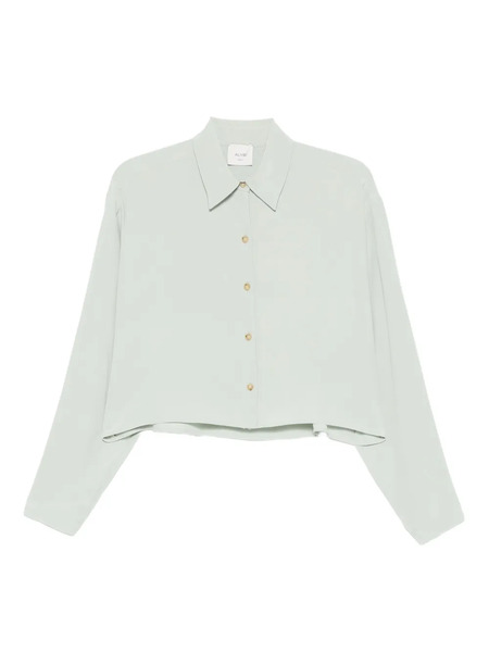  Alysi Button-front Silk Blouse - Green 