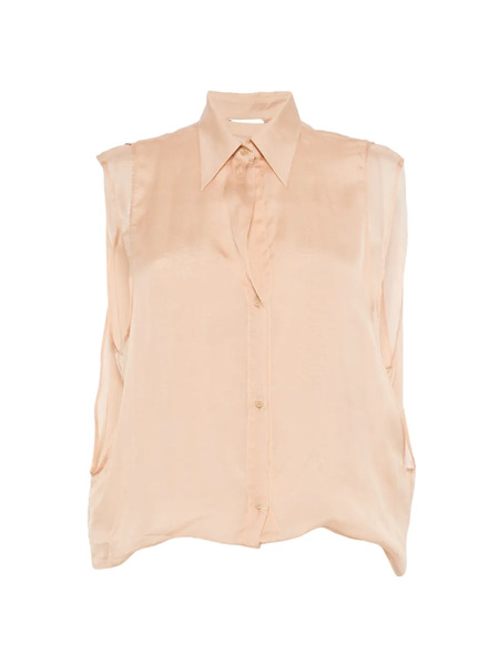  Alysi Buttoned Collarless Top - Neutrals 