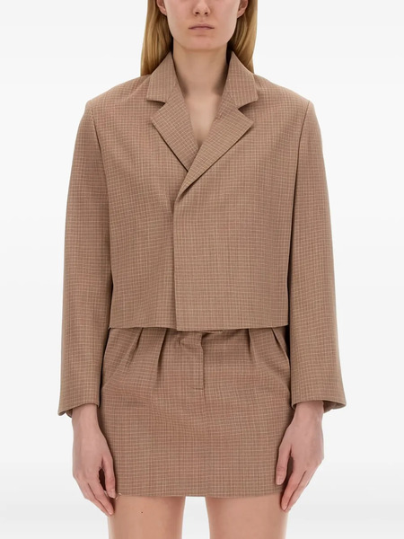  Alysi Checked Cropped Jacket - Brown 