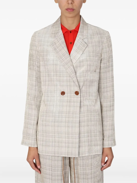  Alysi Checked Double-breasted Jacket - Neutrals 