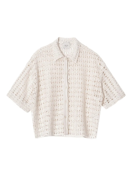  Alysi Crochet-pattern Collared Shirt - White 