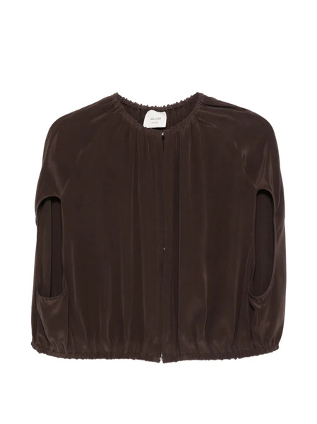  Alysi Cut-out Silk Cape - Brown 