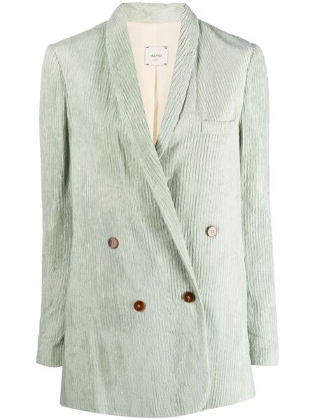 Alysi Double-breasted Ribbed Blazer - Green 
