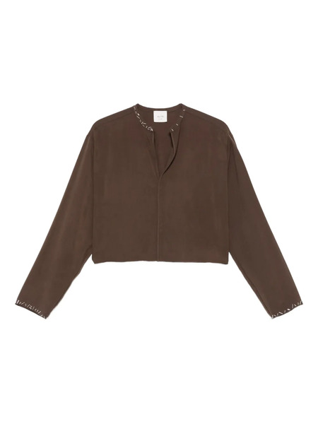  Alysi Embellished-trim Top - Brown 