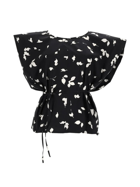  Alysi Leaf-print Blouse - Black 