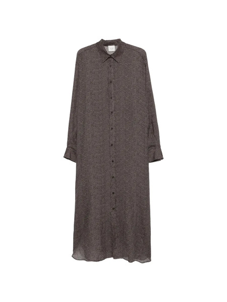  Alysi Pattern Ramie Midi Ress - Black 