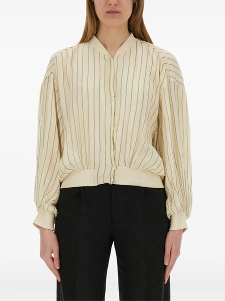  Alysi Pinstripe Balloon-sleeve Jacket - Neutrals 