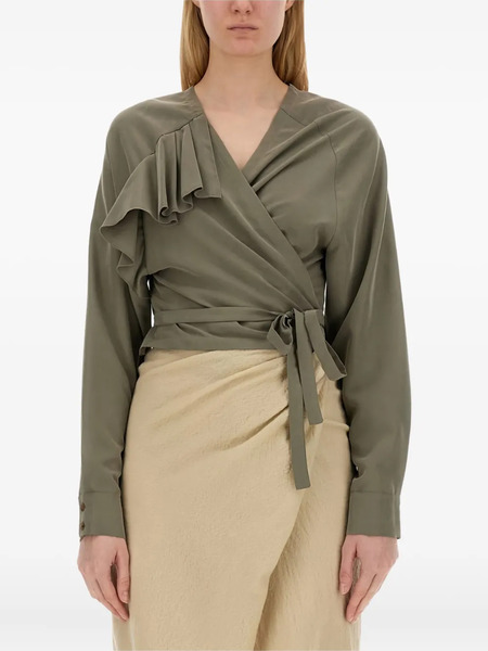  Alysi Ruffle-detail Wrap Top - Green 