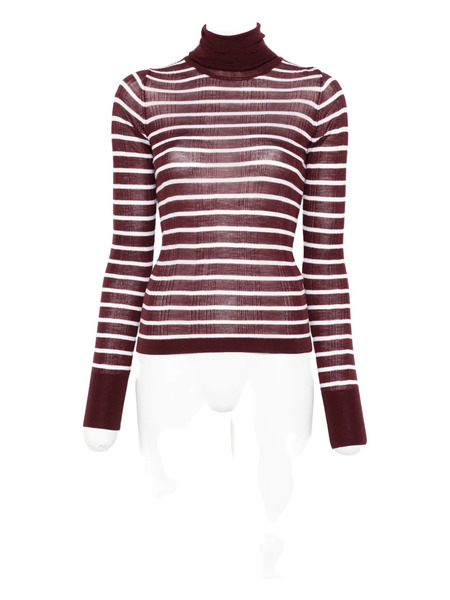  Alysi Striped Turtleneck Top - Brown 