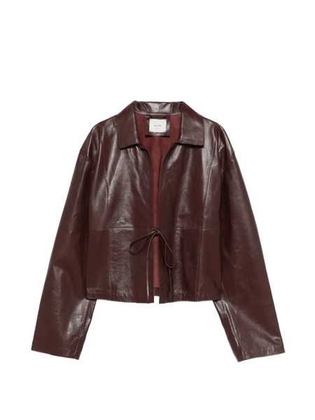  Alysi Tie-fastening Leather Jacket - Purple 