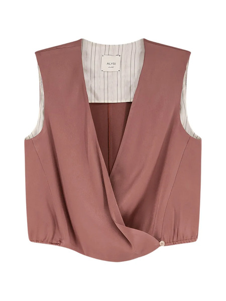  Alysi V-neck Satin Top - Pink 