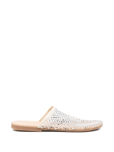  Alysi Woven Net-detail Flat Mules - White 