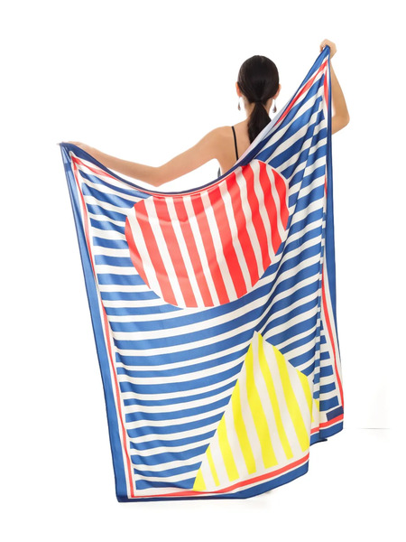 Amapô Striped Geometric Scarf - Blue 