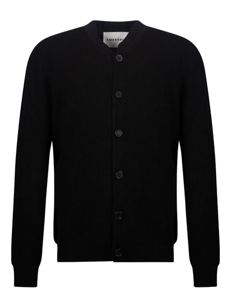  Amaranto Button Crew-neck Cardigan - Black 